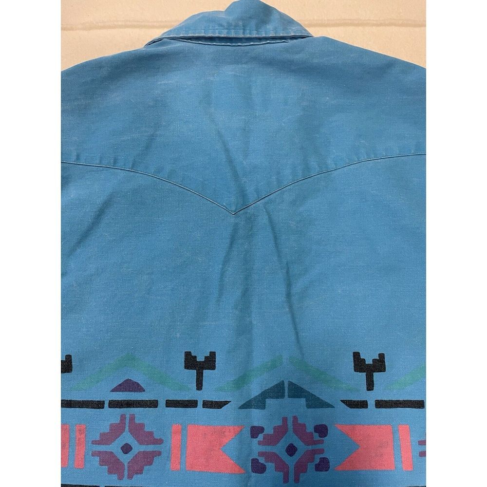 Vintage Wrangler Brushpopper Aztec Western Button Up Mens‎ Size 16-33 Retro - Picture 11 of 11